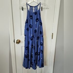Banana Republic Blue Floral Halter Neck Midi Dress - Small